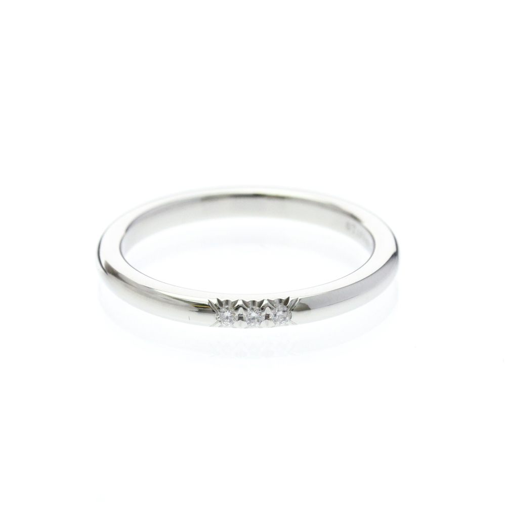 Tiffany Forever Wedding Ring 3P Diamond Platinum Fashion Diamond Band Ring Si...